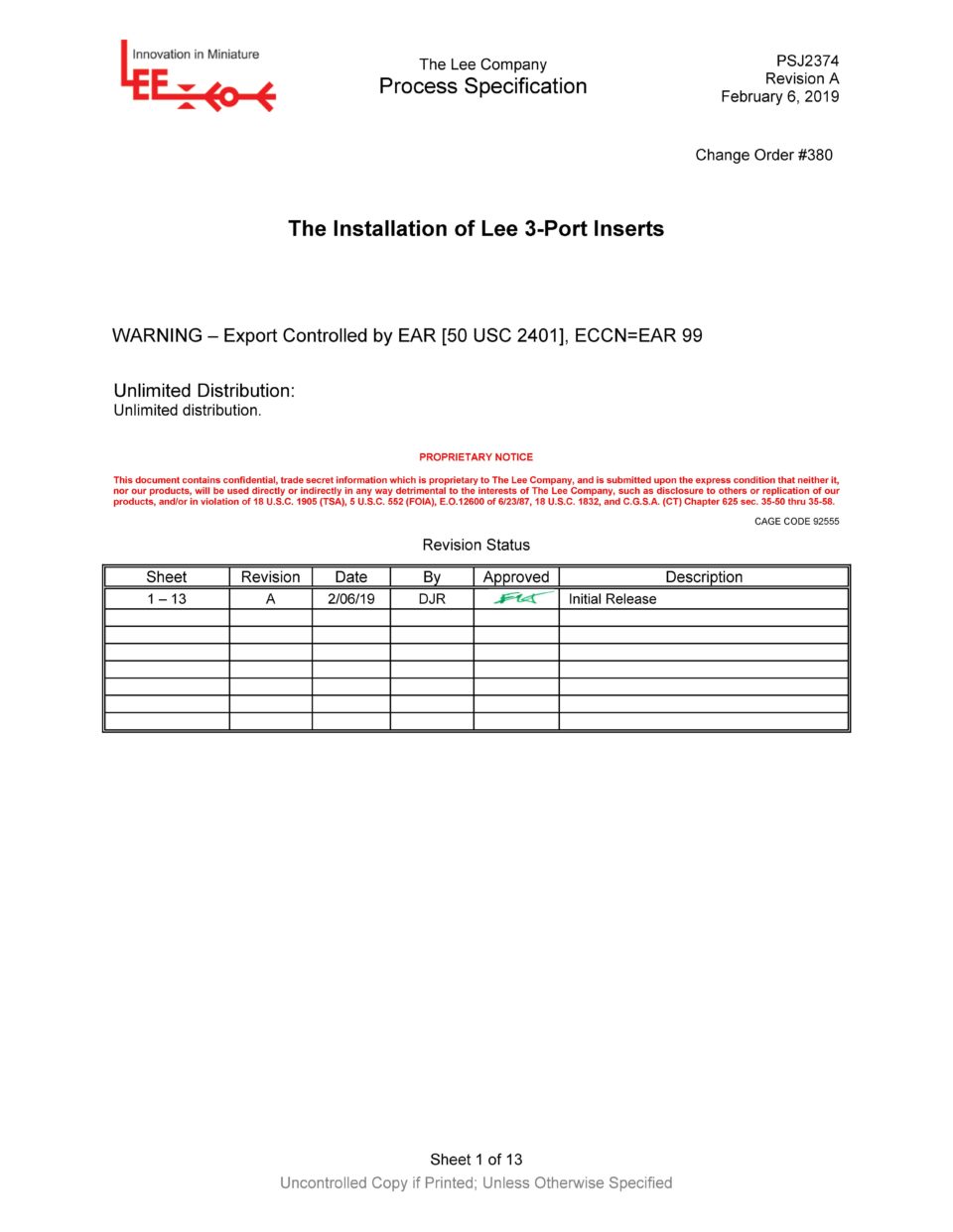 PS J2374 Rev A: Installation of 3-Port Inserts | The Lee Co